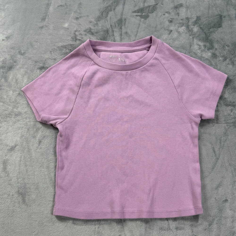Aerie Lavender Purple Ribbed Raglan Short Sleeve Baby Tee Cropped Top Small Y2K